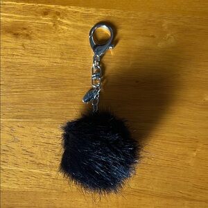 Thirty-One Black Fluffy Pom Pom Keychain